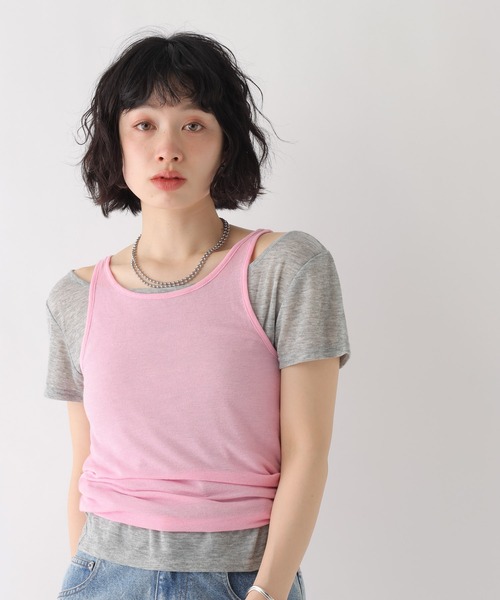 BAYFLOW（ベイフロー）の「[WEB限定]マルチWAYレイヤードセットTEE（Tシャツ/カットソー・レディース・ピンク/ブラウン/ブラック・MEDIUM/SMALL）」の22枚目の写真