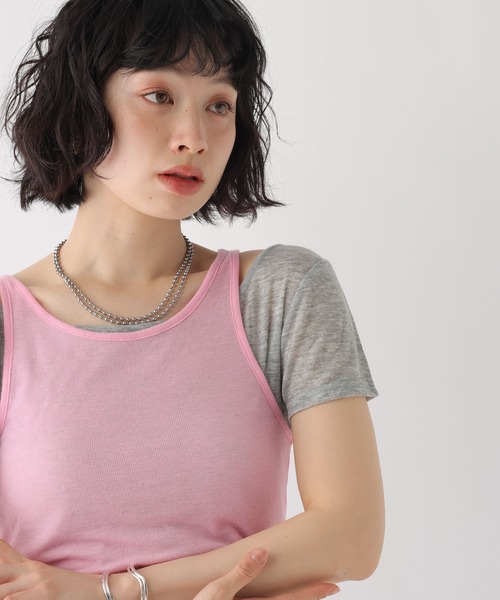 BAYFLOW（ベイフロー）の「[WEB限定]マルチWAYレイヤードセットTEE（Tシャツ/カットソー・レディース・ピンク/ブラウン/ブラック・MEDIUM/SMALL）」の22枚目の写真