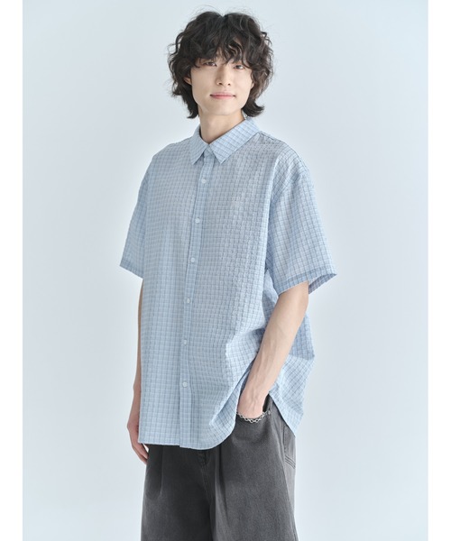 codegraphy（コードグラフィー）の「Check Short Sleeve Shirt CBFUUSH003（シャツ/ブラウス・メンズ・ダークブラウン/ライトカーキ/スカイブルー/ネイビー・MEDIUM/LARGE）」の15枚目の写真