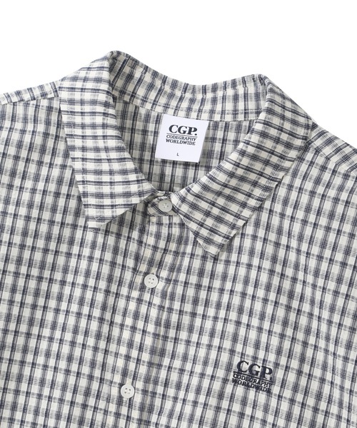 codegraphy（コードグラフィー）の「Check Short Sleeve Shirt CBFUUSH003（シャツ/ブラウス・メンズ・ダークブラウン/ライトカーキ/スカイブルー/ネイビー・MEDIUM/LARGE）」の10枚目の写真