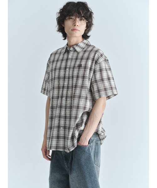 codegraphy（コードグラフィー）の「Check Short Sleeve Shirt CBFUUSH003（シャツ/ブラウス・メンズ・ダークブラウン/ライトカーキ/スカイブルー/ネイビー・MEDIUM/LARGE）」の16枚目の写真