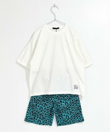SHISKY（シスキー）の「レオパード柄セットアップ 半袖Tシャツ ハーフパンツ 上下セット（セットアップ）」