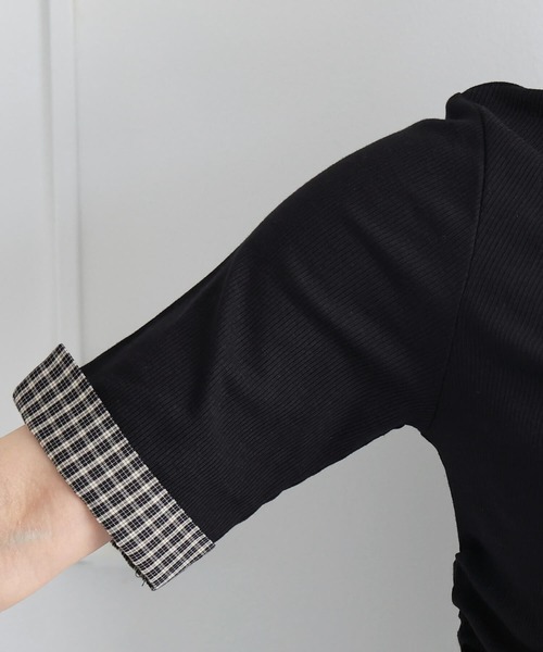 tiptop(ティップトップ)の「チェック襟ギャザーカットソー(Tシャツ/カットソー・レディース・ブラック/チャコールグレー/ブラウン・FREE)」の15枚目の写真