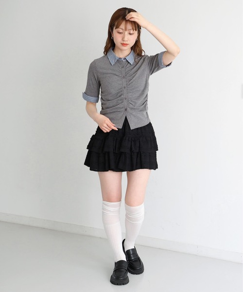 tiptop(ティップトップ)の「チェック襟ギャザーカットソー(Tシャツ/カットソー・レディース・ブラック/チャコールグレー/ブラウン・FREE)」の20枚目の写真