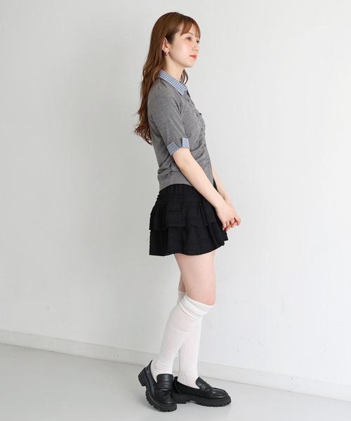 tiptop(ティップトップ)の「チェック襟ギャザーカットソー(Tシャツ/カットソー・レディース・ブラック/チャコールグレー/ブラウン・FREE)」の21枚目の写真