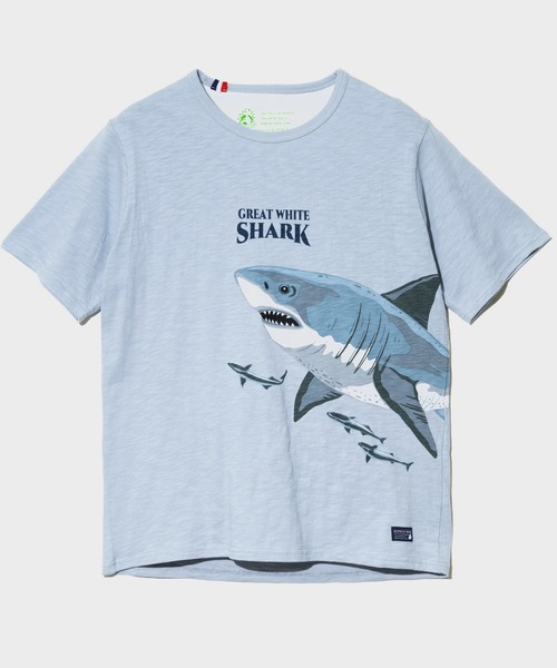 go slow caravan(ゴースローキャラバン)の「ESPACE VERT/エスパスヴェール シャーク S/S TEE(Tシャツ/カットソー・メンズ・サックスブルー/ホワイト・MEDIUM/LARGE/X-LARGE)」の1枚目の写真