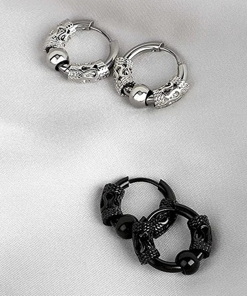 SBG(エスビー)の「SBG ゴシックボールフープピアス / イヤリング 片耳(ピアス(片耳用)・メンズ・ブラック/シルバー/ブラック系その他/シルバー系その他・FREE)」の5枚目の写真