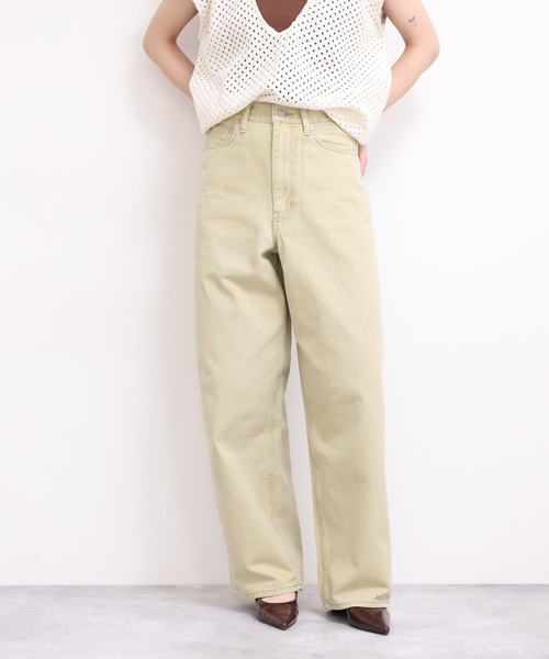 LE MELANGE ハイウエストカーブデニムパンツ（デニムパンツ