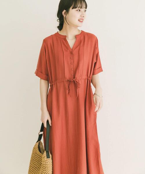 ITEMS URBANRESEARCH(アイテムズ アーバンリサーチ)の「ウエストマーク半袖ワンピース(ワンピース・レディース・ブラック/ブラウン/オレンジ・FREE)」の1枚目の写真