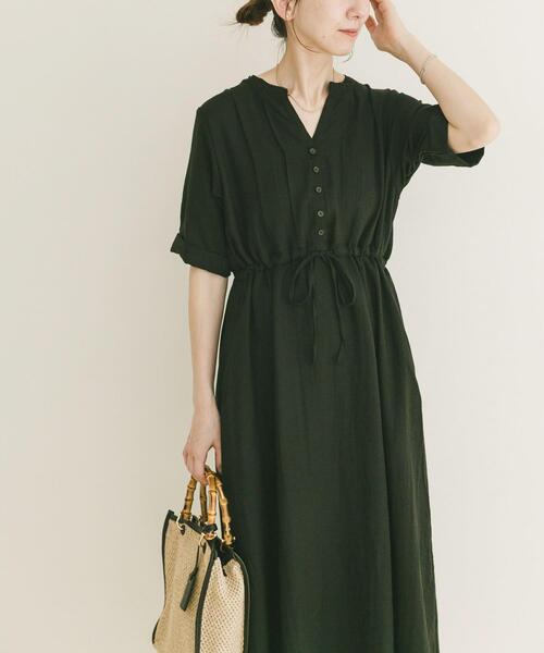 ITEMS URBANRESEARCH(アイテムズ アーバンリサーチ)の「ウエストマーク半袖ワンピース(ワンピース・レディース・ブラック/ブラウン/オレンジ・FREE)」の5枚目の写真