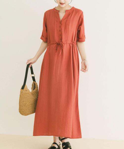 ITEMS URBANRESEARCH(アイテムズ アーバンリサーチ)の「ウエストマーク半袖ワンピース(ワンピース・レディース・ブラック/ブラウン/オレンジ・FREE)」の16枚目の写真