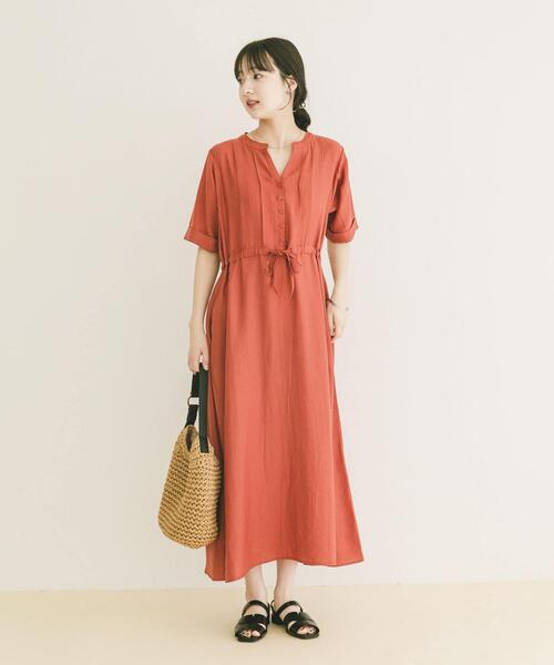 ITEMS URBANRESEARCH(アイテムズ アーバンリサーチ)の「ウエストマーク半袖ワンピース(ワンピース・レディース・ブラック/ブラウン/オレンジ・FREE)」の18枚目の写真