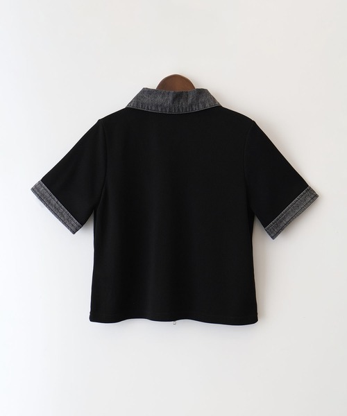 SpRay(スプレイ)の「デニム切替ダブルZIP ショートスリーブカーディガン(カーディガン/ボレロ・レディース・ネイビー/グレー/アイボリー/ブラック・FREE)」の9枚目の写真