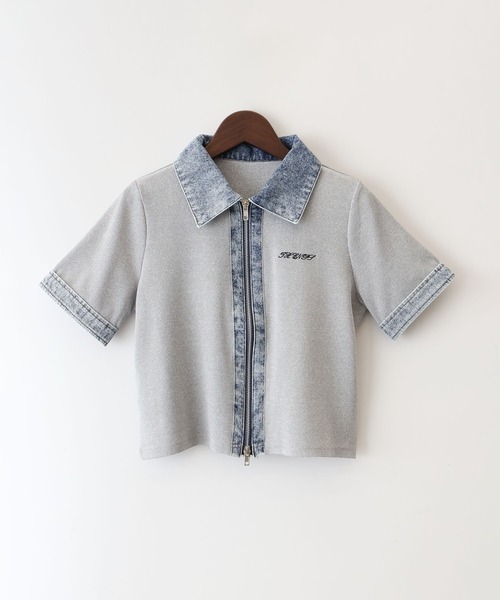 SpRay(スプレイ)の「デニム切替ダブルZIP ショートスリーブカーディガン(カーディガン/ボレロ・レディース・ネイビー/グレー/アイボリー/ブラック・FREE)」の15枚目の写真