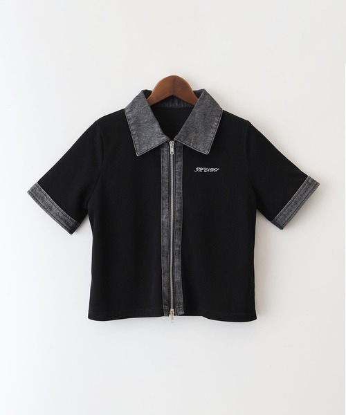 SpRay(スプレイ)の「デニム切替ダブルZIP ショートスリーブカーディガン(カーディガン/ボレロ・レディース・ネイビー/グレー/アイボリー/ブラック・FREE)」の17枚目の写真