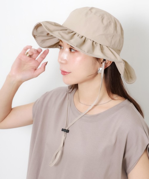 Riberry（リベリー）の「シルバーコーティングUVフリルハット（ハット・レディース・ブラック/アイボリー/グレイッシュベージュ・FREE）」の10枚目の写真