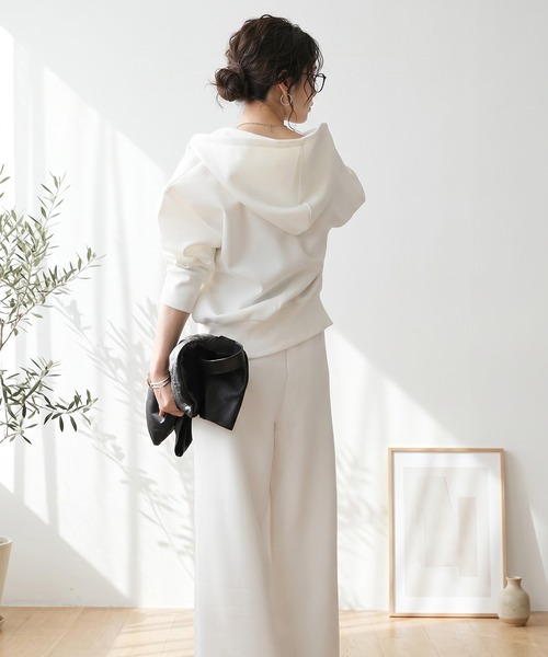 antiqua(アンティカ)の「ジップアップ 長袖 パーカー(パーカー・レディース・ホワイト/ブラック/杢グレー・SHORT/MEDIUM)」の20枚目の写真