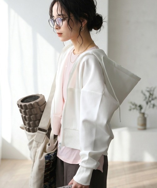antiqua(アンティカ)の「ジップアップ 長袖 パーカー(パーカー・レディース・ホワイト/ブラック/杢グレー・SHORT/MEDIUM)」の21枚目の写真