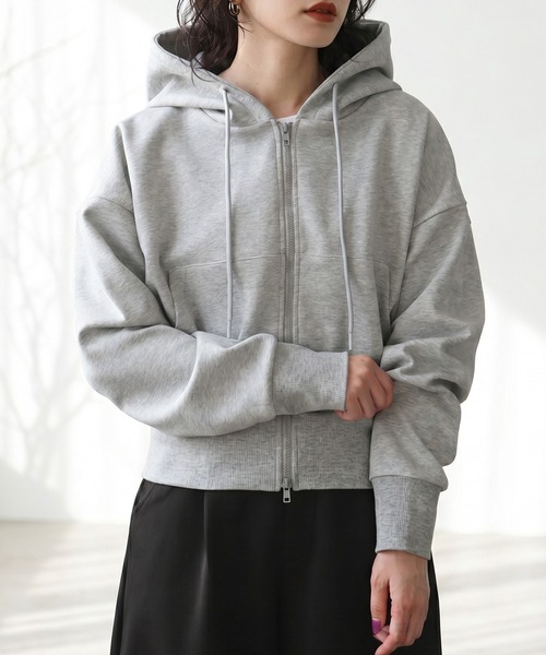 antiqua(アンティカ)の「ジップアップ 長袖 パーカー(パーカー・レディース・ホワイト/ブラック/杢グレー・SHORT/MEDIUM)」の12枚目の写真