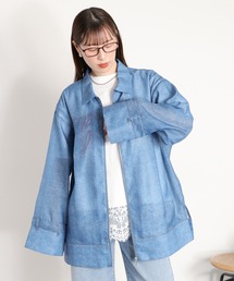 デニムライクプリント ジップジャケット