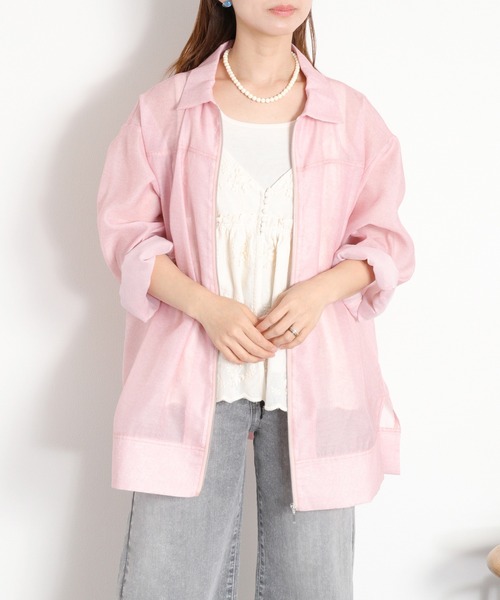 cepo(セポ)の「デニムライクプリント ジップジャケット(ブルゾン・レディース・ピンク/ブルー・M)」の18枚目の写真