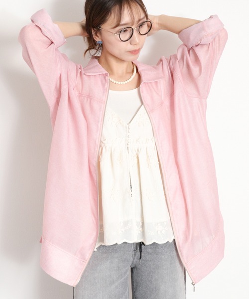cepo(セポ)の「デニムライクプリント ジップジャケット(ブルゾン・レディース・ピンク/ブルー・M)」の17枚目の写真