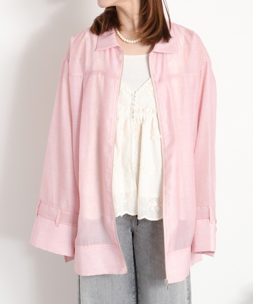 cepo(セポ)の「デニムライクプリント ジップジャケット(ブルゾン・レディース・ピンク/ブルー・M)」の9枚目の写真