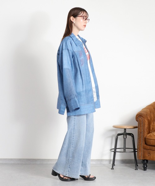 cepo(セポ)の「デニムライクプリント ジップジャケット(ブルゾン・レディース・ピンク/ブルー・M)」の22枚目の写真