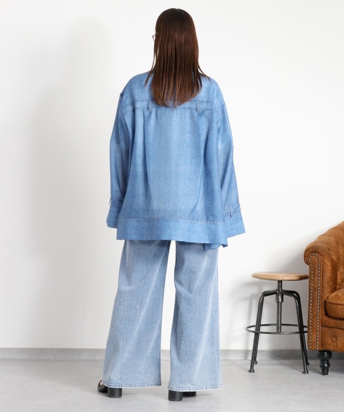 cepo(セポ)の「デニムライクプリント ジップジャケット(ブルゾン・レディース・ピンク/ブルー・M)」の21枚目の写真