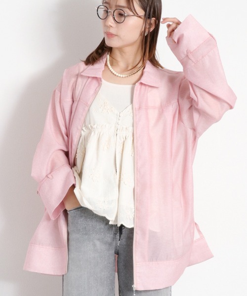 cepo(セポ)の「デニムライクプリント ジップジャケット(ブルゾン・レディース・ピンク/ブルー・M)」の16枚目の写真
