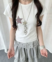 【春夏新作】星柄アップリケ半袖Tシャツ