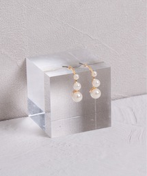 【Peony/ピオニー】ラインパールフープデザインピアス