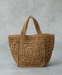 collex（コレックス）の「【WEB限定】モチーフ編スクエアトートバッグ（かごバッグ）」