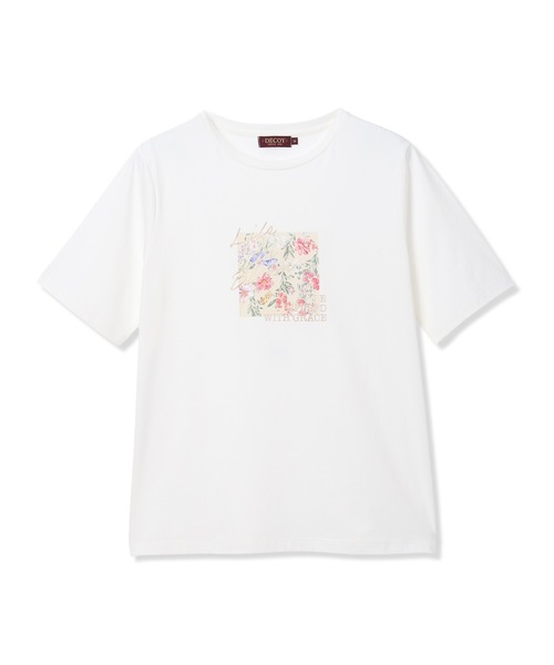 DECOY SINCE 1981（デコイシンスイチキュウハチイチ）の「【ひやさらコットン】フラワープリントTシャツ【綿100％・接触冷感・UVカット】（Tシャツ/カットソー・レディース・サックスブルー/ネイビー/ホワイト・M/L/LL/3L/4L）」の19枚目の写真