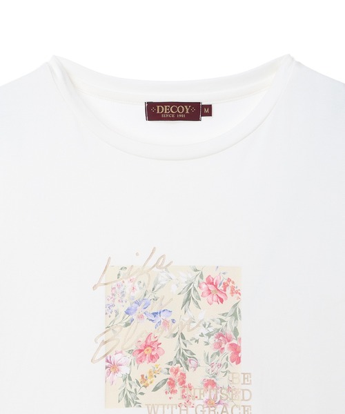 DECOY SINCE 1981（デコイシンスイチキュウハチイチ）の「【ひやさらコットン】フラワープリントTシャツ【綿100％・接触冷感・UVカット】（Tシャツ/カットソー・レディース・サックスブルー/ネイビー/ホワイト・M/L/LL/3L/4L）」の21枚目の写真