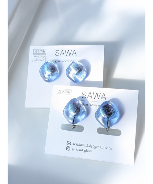 tone（トーン）の「【sawa】ドロップピアス(MA)（ピアス（両耳用）・レディース・ブルー系その他/ライトブルー・FREE）」の4枚目の写真