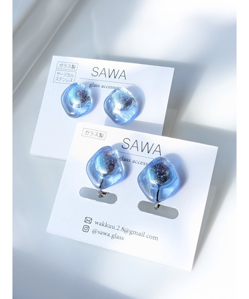 tone（トーン）の「【sawa】ドロップピアス(MA)（ピアス（両耳用）・レディース・ブルー系その他/ライトブルー・FREE）」の5枚目の写真