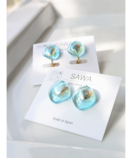 tone（トーン）の「【sawa】ドロップピアス(MA)（ピアス（両耳用）・レディース・ブルー系その他/ライトブルー・FREE）」の11枚目の写真