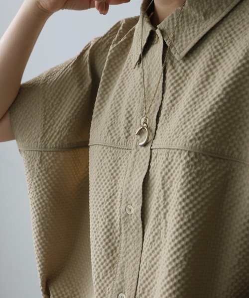 antiqua（アンティカ）の「フレンチスリーブ シアーシャツ（シャツ/ブラウス・レディース・ブラック/ベージュ/ホワイト・ONESIZE）」の15枚目の写真