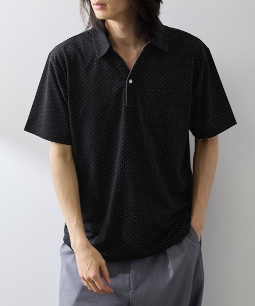 NAVY(ネイビー)の「【SARARI /サラリ】接触冷感 リップル 無地 スキッパー 半袖ポロシャツ(ポロシャツ・メンズ・グレー/ホワイト/ブラック/ネイビー・XL/S/M/L)」の2枚目の写真