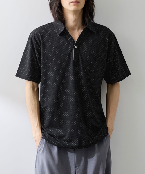 NAVY(ネイビー)の「【SARARI /サラリ】接触冷感 リップル 無地 スキッパー 半袖ポロシャツ(ポロシャツ・メンズ・グレー/ホワイト/ブラック/ネイビー・XL/S/M/L)」の5枚目の写真