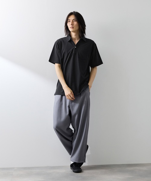 NAVY(ネイビー)の「【SARARI /サラリ】接触冷感 リップル 無地 スキッパー 半袖ポロシャツ(ポロシャツ・メンズ・グレー/ホワイト/ブラック/ネイビー・XL/S/M/L)」の7枚目の写真