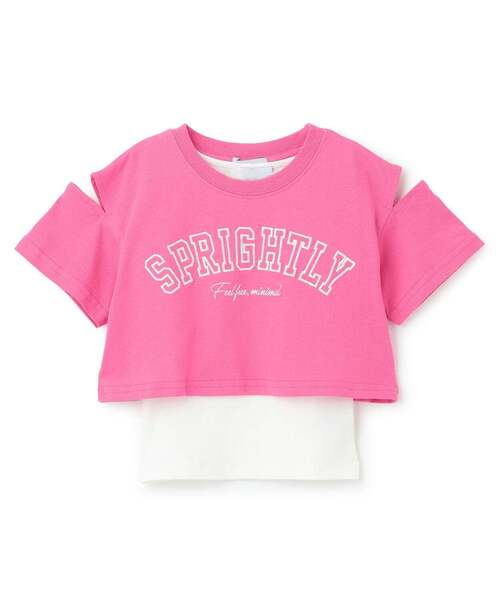 minimal（ミニマル）の「【インナーつき】肩あきクロップド半袖Tシャツセット（Tシャツ/カットソー・キッズ・オフホワイト/チェリーピンク/ブラック・100cm/110cm/120cm/130cm/140cm）」の3枚目の写真