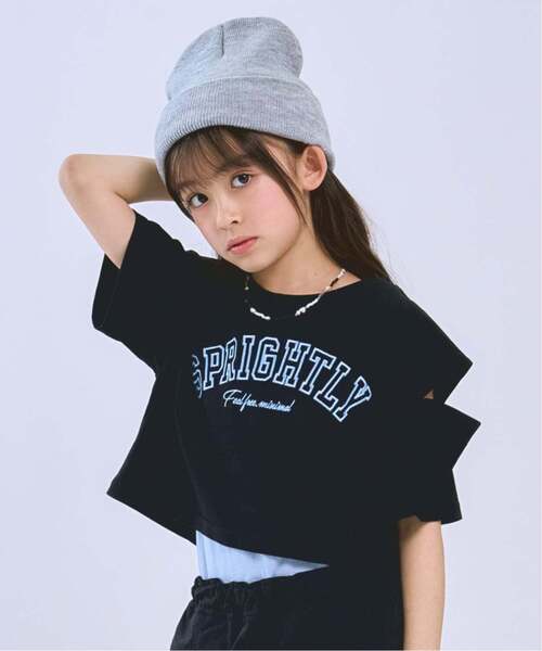 minimal（ミニマル）の「【インナーつき】肩あきクロップド半袖Tシャツセット（Tシャツ/カットソー・キッズ・オフホワイト/チェリーピンク/ブラック・100cm/110cm/120cm/130cm/140cm）」の2枚目の写真
