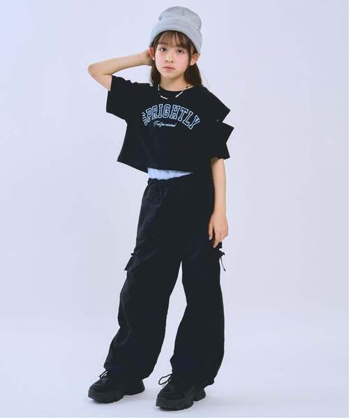 minimal（ミニマル）の「【インナーつき】肩あきクロップド半袖Tシャツセット（Tシャツ/カットソー・キッズ・オフホワイト/チェリーピンク/ブラック・100cm/110cm/120cm/130cm/140cm）」の9枚目の写真