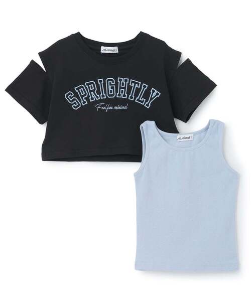 minimal（ミニマル）の「【インナーつき】肩あきクロップド半袖Tシャツセット（Tシャツ/カットソー・キッズ・オフホワイト/チェリーピンク/ブラック・100cm/110cm/120cm/130cm/140cm）」の13枚目の写真
