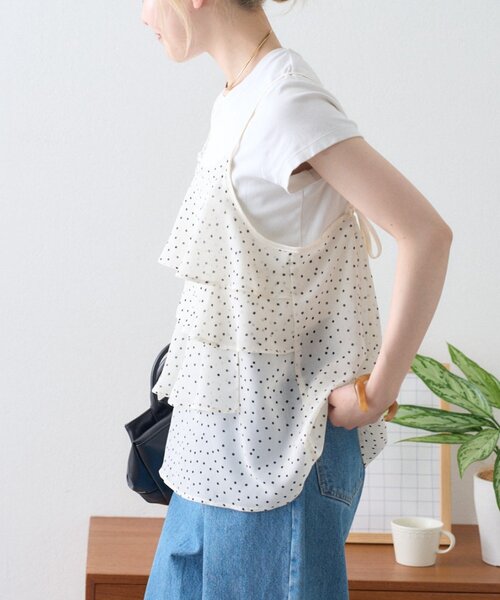 CIAOPANIC TYPY（チャオパニックティピー）の「【ZOZO限定】柄アソートフリルキャミソール（キャミソール・レディース・ブラック/ブラウン/ホワイト・ONE SIZE）」の6枚目の写真