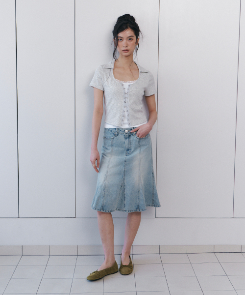 CURETTY（キュリティ）の「C HOOK & EYE SLIM HALF TOP_LIGHT GREY（Tシャツ/カットソー・レディース・ライトグレー・SMALL）」の3枚目の写真