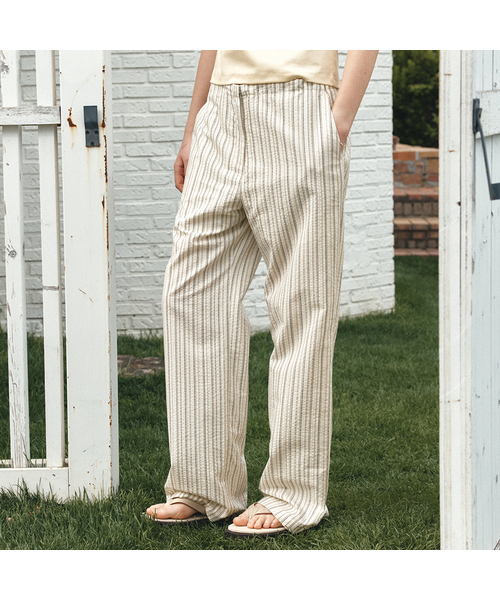 P3321 バンディングストライプパンツ_Cream（その他パンツ）｜VANONE