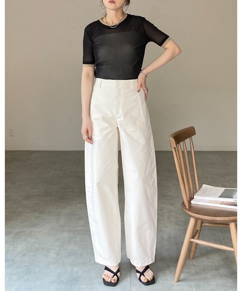 She's Closet(シーズクローゼット)の「クルーネック半袖 配色バイカラー レイヤード風 シアートップス(Tシャツ/カットソー・レディース・アイボリー/ブラック/グレー・FREE)」の13枚目の写真